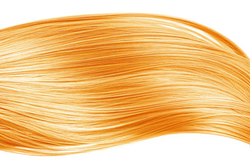 Blond hair wave on white background, isolated. Backdrop for creative