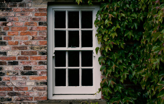 sash window and the old brick wall