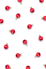 Naklejka na ściany i meble Pattern of Christmas balls isolated on white background.
