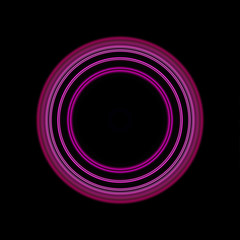 Colorful abstract bright circle , circular lines , radial striped texture in purple tones on black background. Round pattern
