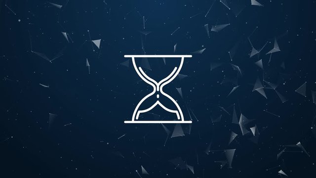 Explosive introduction of Hourglass or clepsydra concept. Polygonal animation, 4k composition and explosion of symbol icon.
