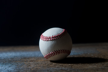 Baseball Ball On Wooden Table. Team sport