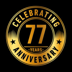 Fototapeta premium 77 years anniversary celebration logo template. Seventy-seven years vector and illustration.