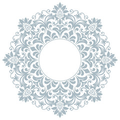 Decorative frame Elegant vector element for design in Eastern style, place for text. Floral blue border. Lace illustration for invitations and greeting cards