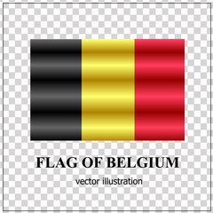 Banner with flag of Belgium. Colorful illustration with flag for design. Illustration flag of Belgium with folds . Vector illustration with transparent background.