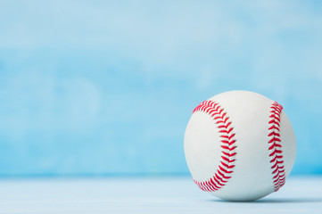 Baseball Ball On Blue Background. Team sport