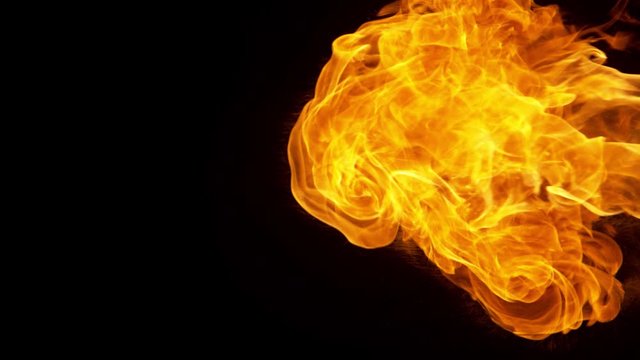 Super Slow Motion Shot of Fire Flame Isolated on Black Background at 1000fps.