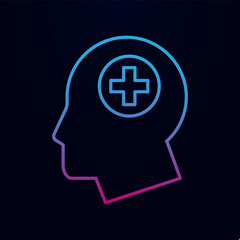 Human head with medical cross nolan icon. Simple thin line, outline vector of medecine icons for ui and ux, website or mobile application
