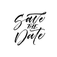 Save the date postcard. Hand drawn brush style modern calligraphy. Vector illustration of handwritten lettering. 
