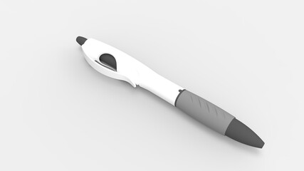3d rendering of a ball point pen isolated in studio background