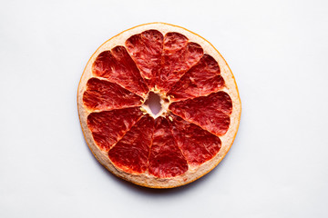 Close up grapefruit (Citrus paradisi) isolate on white background.