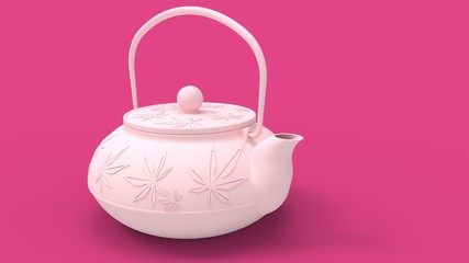 3d rendering of an asian japanese teapot isolated in studio backgroud