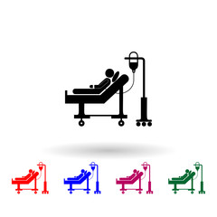 Donor lies on a gurney and blood transfusions multi color icon. Simple glyph, flat vector of medecine icons for ui and ux, website or mobile application