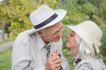 Senior couple in love enjoying outdoors