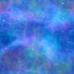 Galaxy stars glowing in deep space. Abstract space background. Light blue interstellar gas, seamless texture, high resolution