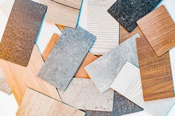 Pieces of plastic lamination of different colors