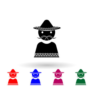 Mexican man multi color icon. Simple glyph, flat vector of mexico icons for ui and ux, website or mobile application