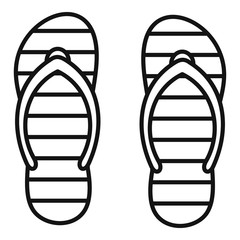Beach slippers icon. Outline beach slippers vector icon for web design isolated on white background