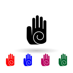 Hand with circle multi color icon. Simple glyph, flat vector of mexico icons for ui and ux, website or mobile application