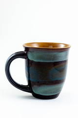 Brown and blue coffee mug