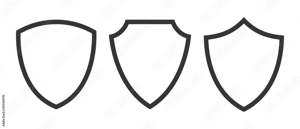 Sticker set of vector shield icons isolated.