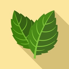 Natural mint leaf icon. Flat illustration of natural mint leaf vector icon for web design