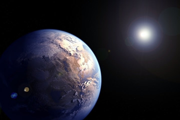Exoplanète rocheuse dans l& 39 espace lointain. Éléments de cette image fournis par la NASA