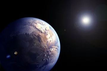 Tableaux ronds sur aluminium brossé Pleine Lune arbre Exoplanète rocheuse dans l& 39 espace lointain. Éléments de cette image fournis par la NASA