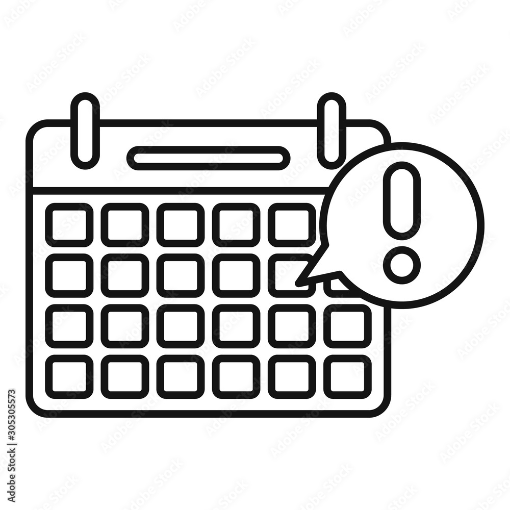 Poster calendar notification icon. outline calendar notification vector icon for web design isolated on whi