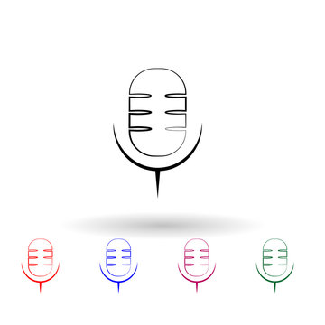 Microphone multi color icon. Simple glyph, flat vector of music instrument icons for ui and ux, website or mobile application