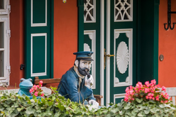 entrance of a typical colourful house, Althagen, Ahrenshoop, Fischland, Mecklenburg-Western...