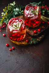 Cranberry cocktail in glasses
