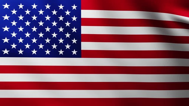 Large American flag fullscreen background fluttering in the wind