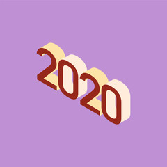 2020 Isometric illustration of Happy New Year. Vector template