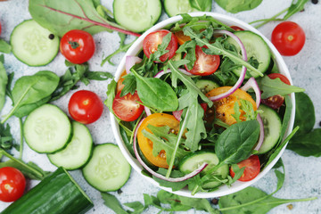 A bowl full of vegetable salad