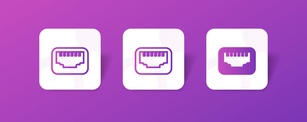 hdmi port outline and solid icon in smooth gradient background button	