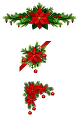 Christmas decorations with fir tree collection isolated