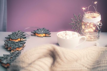 Warm cocoa with marshmellows.