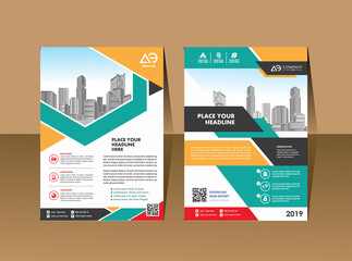 Modern cover brochure flyer design template. City background business book leaflet cover design in A4 magazines, posters, booklets, wallpaper, banners, corporate presentation.