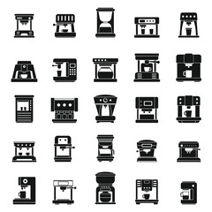 American coffee machine icons set. Simple set of american coffee machine vector icons for web design on white background