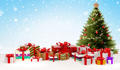 Christmas gifts festive packages 3d-illustration