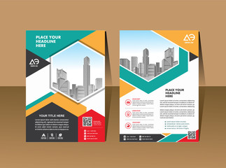 Modern cover brochure flyer design template. City background business book leaflet cover design in A4 magazines, posters, booklets, wallpaper, banners, corporate presentation.