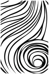 Black and white spiral . Hand drawn swirl, twirl motion, astract snail, flow. 