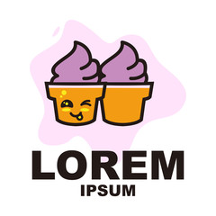ice cream mascot with expressions Logo design