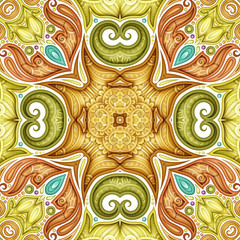 Colored Seamless Pattern with Mosaic Motif