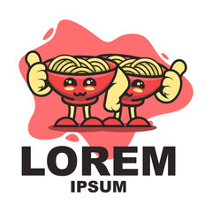 noodles mascot with expressions Logo design