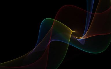 Dark abstract background with a glowing abstract waves