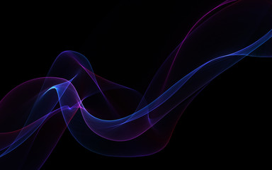 Dark abstract background with a glowing abstract waves