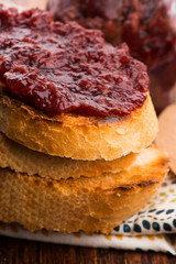 Bread with sweet cherry jam