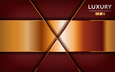 luxurious premium red abstract background with golden lines. Overlap textured layer design.